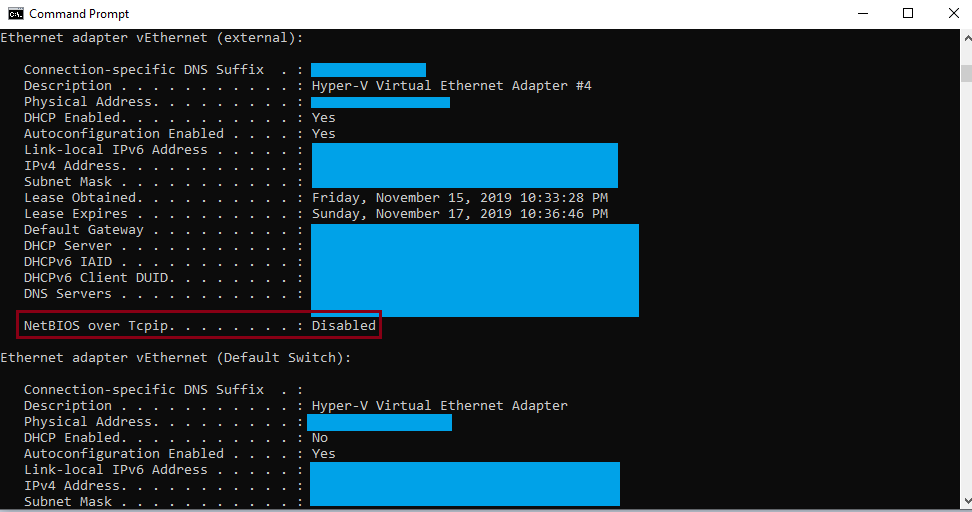 ipconfig / all netbios over tcpip